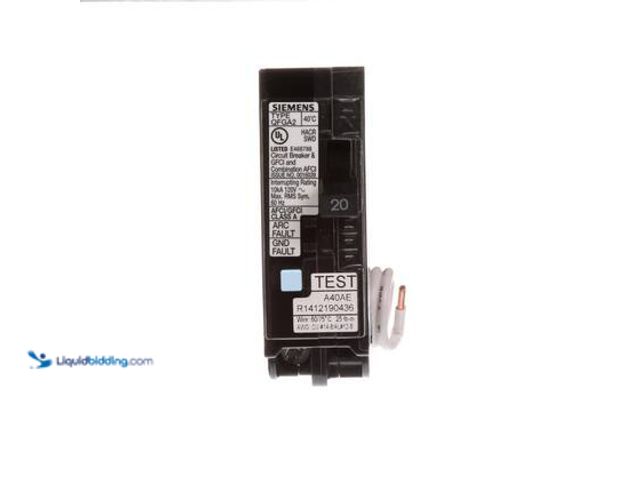 Lot 49-3565668 - Siemens 20 Amp AFCI/GFCI Dual Function Circuit Breaker. Model # Q120DFP. Unused