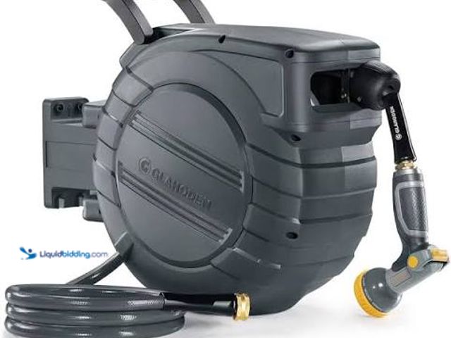 Lot 49-5545573 - Retractable Hose Reel with 1/2'' 155Ft Water Hose, Used with attachments