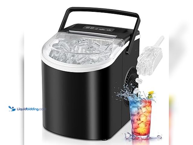 Lot 49-5407737 - Countertop Ice Maker, Portable Ice Machine with Handle, Self-Cleaning, 26lbs in 24Hrs, 2 Sizes Bulle...