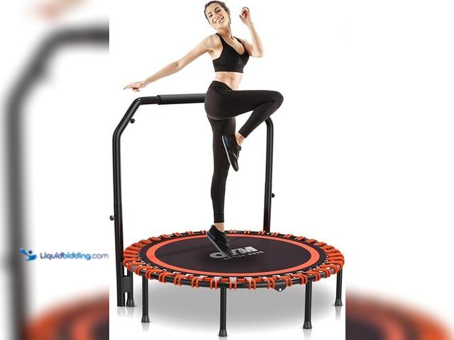Lot 49-1518354 - 48-inch Foldable Mini Trampoline, Rebounder for Adults & Kids with Adjustable Bar – 4-Level Bar, 500...