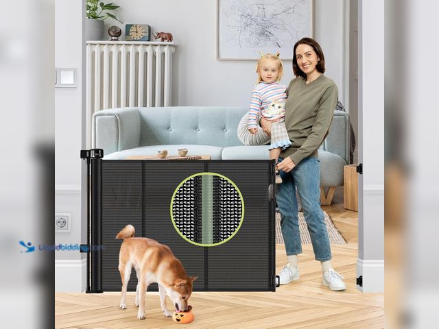Lot 49-5553244 - Reinforced 55" Wide Retractable Baby Gates with Reinforced Strips, Indoor/Outdoor Retractable Dog Ga...