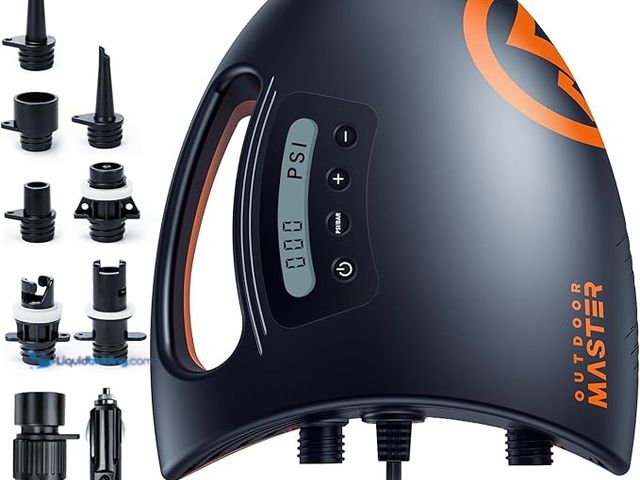 Lot 49-3433574 - OutdoorMaster 20PSI High Pressure SUP Air Pump Shark - Intelligent Dual Stage Inflation & Auto-Off &...