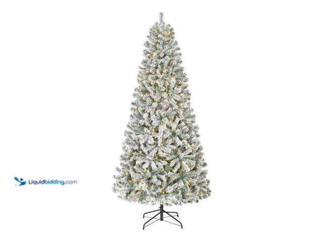 Lot 49-1572295 - Home Accents Holiday 7.5 ft. Festive Mixed Pine Flocked LED Pre-Lit Artificial Christmas Tree T12 Mo...
