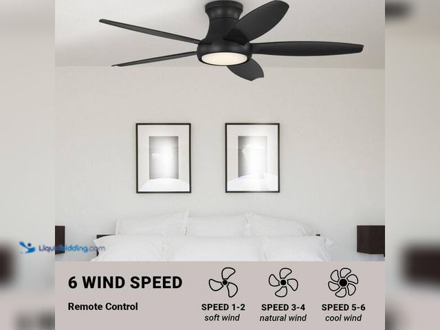Lot 49-3564256 - Hampton Bay
Tamsin 52 in. Matte Black Flush Mount Standard Ceiling Fan with White Adjustable LED li...