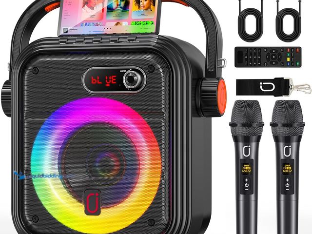 Lot 49-5488452 - JYX Karaoke Machine with 2 Wireless Microphones, Bluetooth PA Speaker for Adults, Treble/Bass Contro...