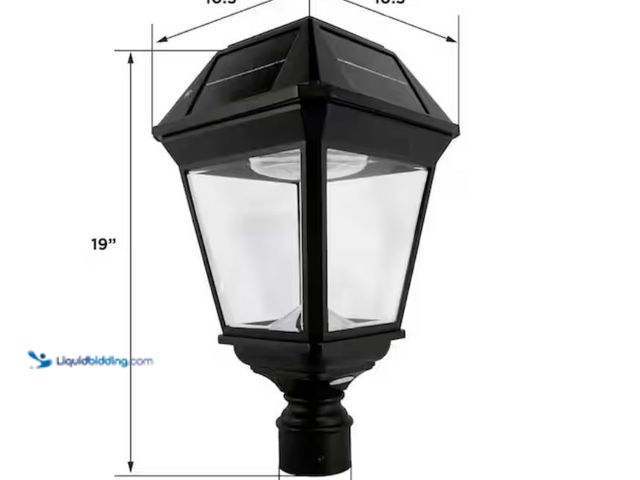 Lot 49-2020732 - GAMA SONIC Imperial III Black 1-Light Outdoor Commercial Solar Post Light, Dusk to Dawn LED, Dual Co...