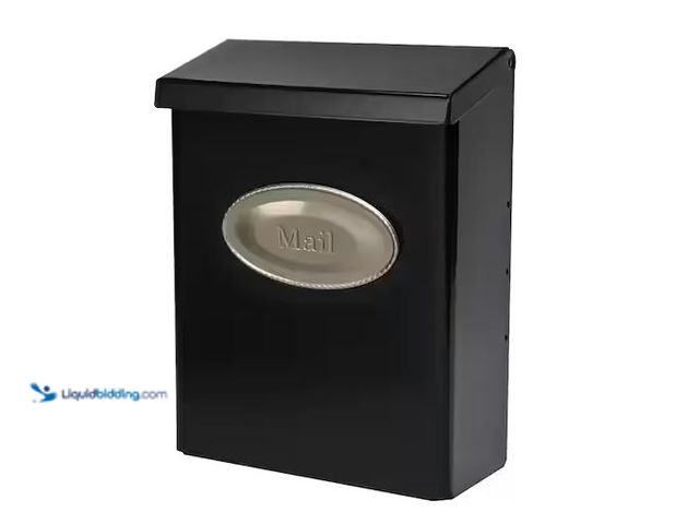 Lot 49-5555466 - Architectural Mailboxes
Designer Black with Satin Nickel, Medium, Steel, Locking, Wall Mount Mailbo...
