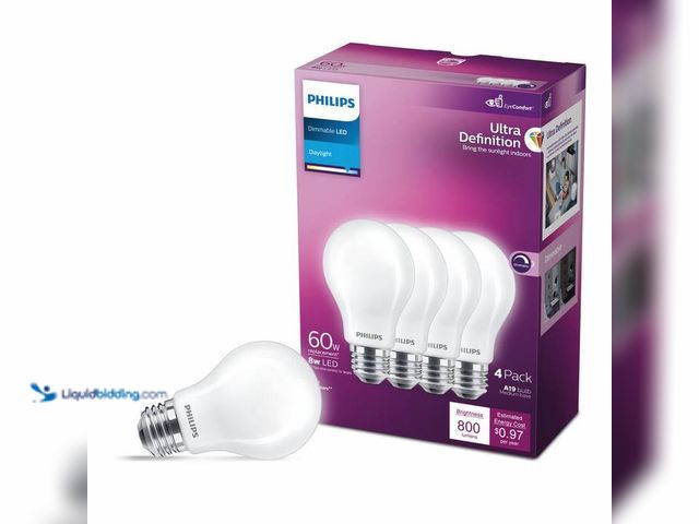 Lot 49-2000737 - Philips 60-Watt Equivalent A19 Ultra Definition Dimmable E26 LED Light Bulb With EyeComfort Technolo...