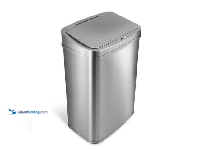 Lot 49-1550504 - NINESTARS 13 Gal. Silver Stainless Steel Rectangular Shape Motion Sensor Trash Can, Model # DZT-50-2...