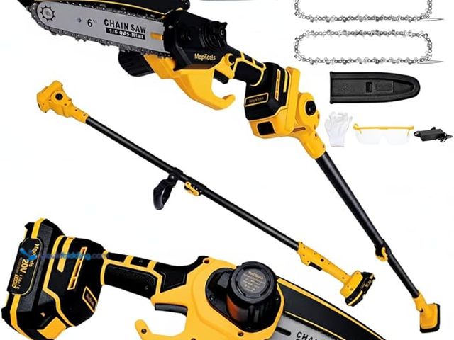 Lot 49-1550214 - MoJoTools 2-in-1 Cordless Mini Chainsaw & Pole Saw – 15FT Extendable Tree Trimmer | 20V Battery-Powe...