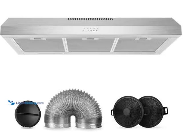 Lot 49-1549483 - Velivi 36 in. 600 CFM Convertible Ductless Under Cabinet Range Hood With 3 Speed Exhaust Fan and 2 L...