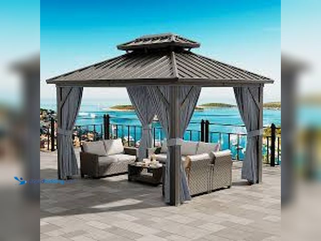 Lot 49-5476720 - Mosquito Curtain Netting Aluminum Alloy Anti UV Permanent Pavilion for Patio Backyard Lawn Gray FOR ...