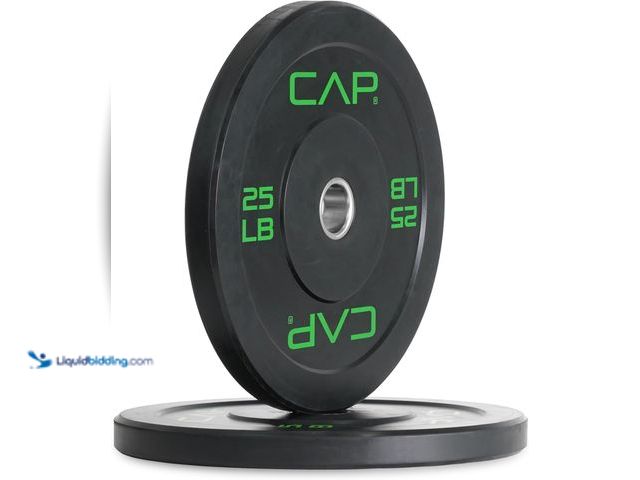 Lot 49-5463154 - (2) 25lb CAP Barbell Rubber Olympic Bumper Plate |  Unused