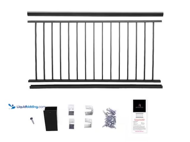Lot 49-1568447 - Aria Railing Powder Coated Aluminum Preassembled Deck Railing 36 in. x 91.31 in. - Black Model # A36...