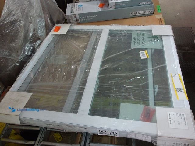 Lot 49-1624739 - American Standard 35-1/2in x 37-3/4in White PreHung Double Pane Sliding Window Model #28346107, Unus...