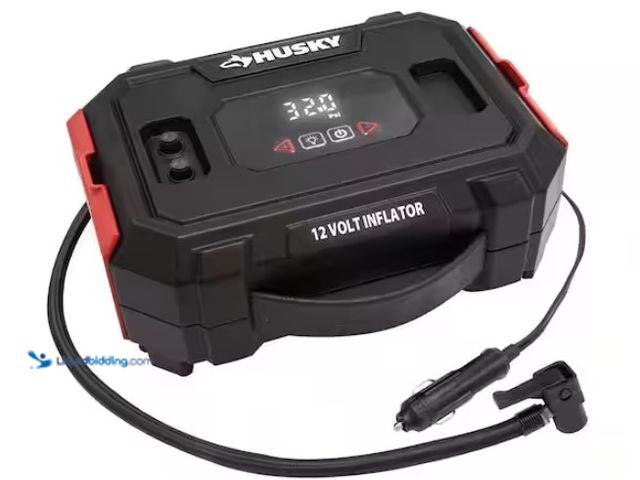 Lot 49-3470836 - Husky 12-Volt Inflator, Fast inflation of vehicle, ATV, UTV, bike tires and sports balls, Model # H1...