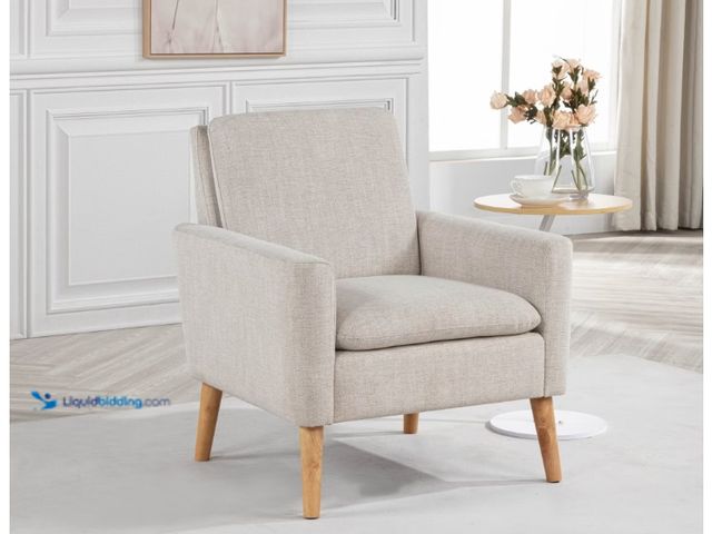 Lot 49-1622982 - Mainstays Round Arm Accent Chair, Ivory Linen, Model # 15616572218, Unused  Ref#WM0713