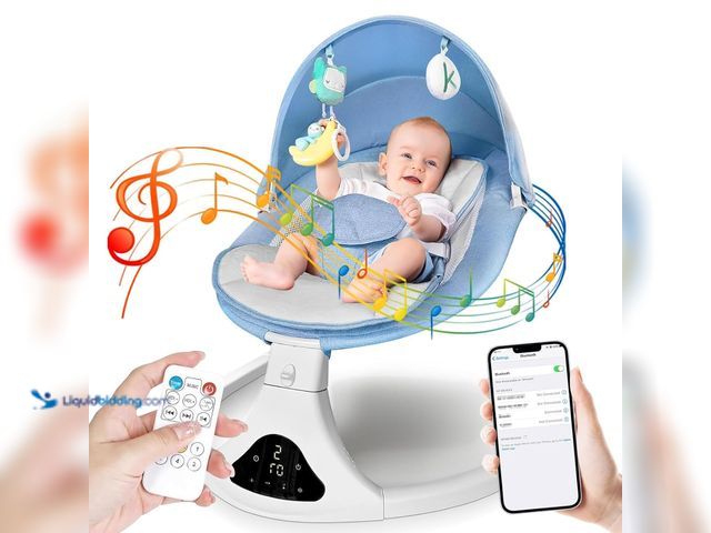 Lot 49-5410281 - Smart Bluetooth Baby Swing with Remote Control - 5 Speed Gentle Sway | Portable Infant Swing with Ma...