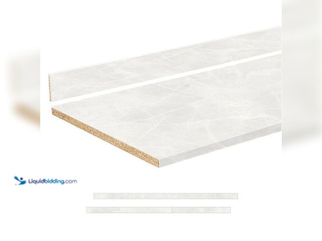 Lot 49-5416143 - STRETTA 8 ft. Cream Laminate Countertop Kit with Full-Thickness Square Edge in Matte Aurora Stone. [...