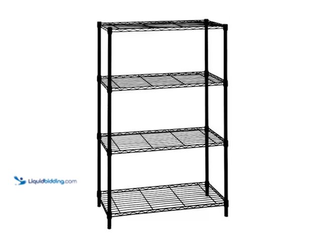 Lot 49-2000000 - HDX 4-Tier Steel Wire Shelving Unit in Black (36 in. W x 54 in. H x 14 in. D), Model # 21436BPS, Sli...