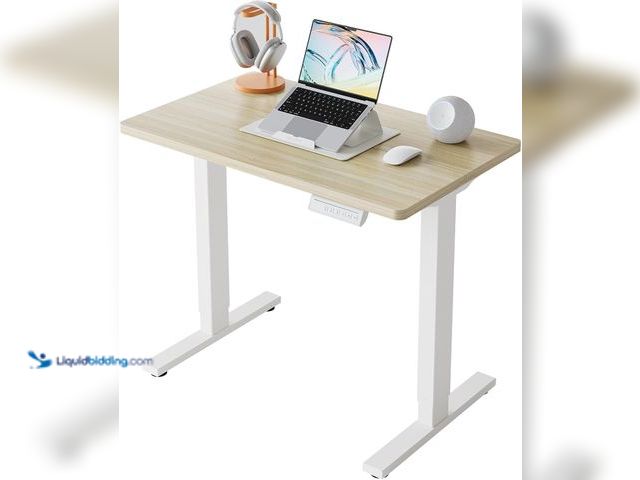 Lot 49-5553215 - HUANUO 32" Small Electric Standing Desk Adjustable Height, 4 Memory Height Settings, Sit Stand Up De...