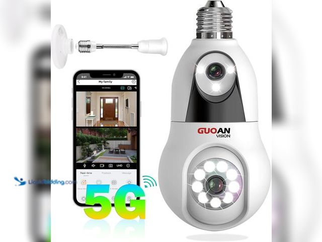 Lot 49-3531215 - 5G& 2.4G Light Bulb Security Camera, 6MP Dual Lens WiFi Wireless Light Socket Cameras for Indoor, Be...