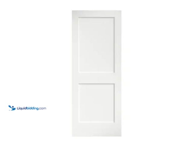 Lot 49-2022939 - eightdoors 24 in. x 80 in. x 1-3/8 in. Shaker White Primed 2-Panel Solid Core Wood Interior Slab Doo...