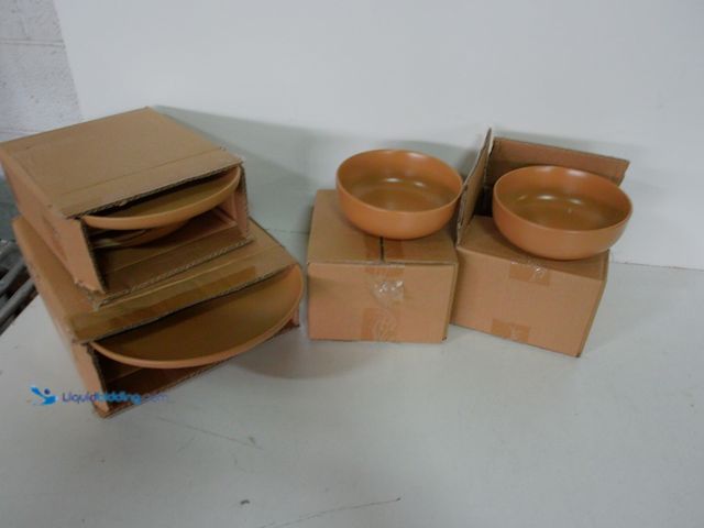 Lot 49-3480401 - Lot of (12) pcs. Dinnerware Set, 4 x Dinner Plates, 4 x Salad Plates, 4 x Bowls, Tan Brown, Model # ...