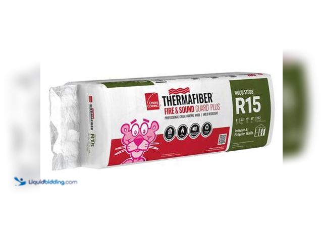Lot 49-5572030 - Owens Corning 15 in. x 47 in. R15 Thermafiber Fire and Sound Guard Plus Mineral Wool Insulation Batt...
