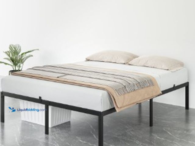 Lot 49-5459492 - Garvee 14" Queen Size Metal Bed Frame, High Profile, Black. Model #quwon. Unused with hardware.