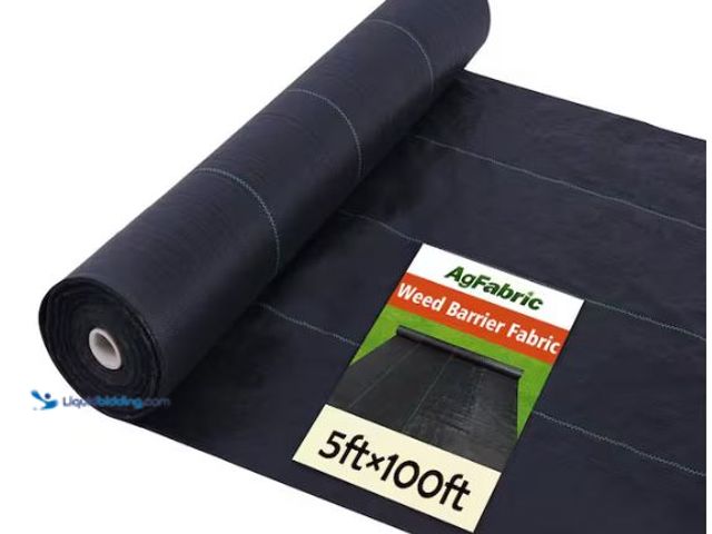 Lot 49-1518528 - Agfabric 5 ft. x 100 ft. Black Heavy-Duty Landscape Fabric Pro Commercial Weed Barrier Model # W1GC3...