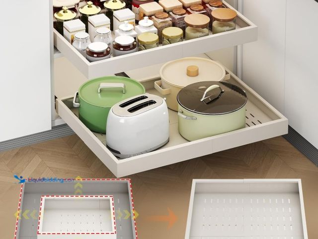 Lot 49-3431549 - 2Pc Pull out Cabinet Organizer, Width (14"-21"),Depth(17"-24") Expandable with 3 Rails, No Drill Rol...