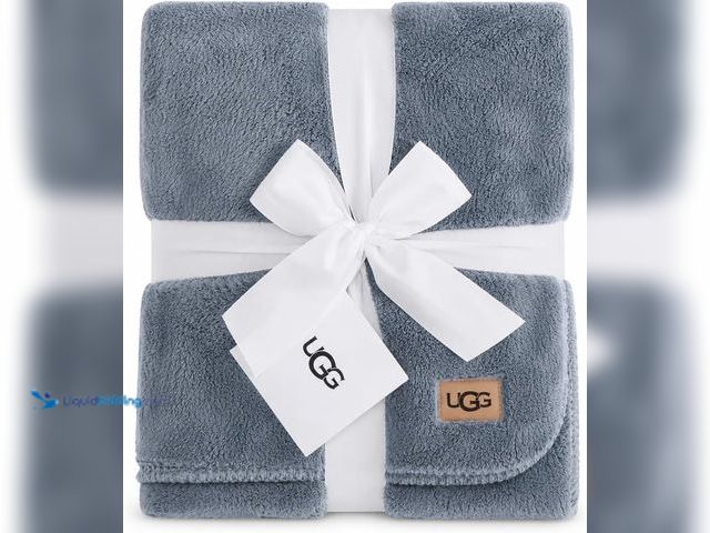 Lot 49-5553170 - UGG Whitecap Throw Blanket, Soft Fleece Blanket, 50" x 70", Denim Blue | Double-Sided Cozy Blanket, ...