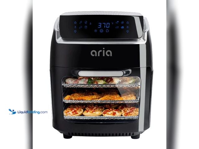Lot 49-1515952 - Aria Air Fryers 10qt Air Fryer Oven, Black - Touchscreen, Rotating Rotisserie, Dehydration Mode, Mod...