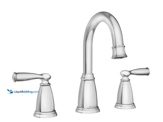 Lot 49-1515941 - MOEN Banbury 8 in. Widespread Double Handle High-Arc Bathroom Faucet in Chrome (Valve Included), Mod...
