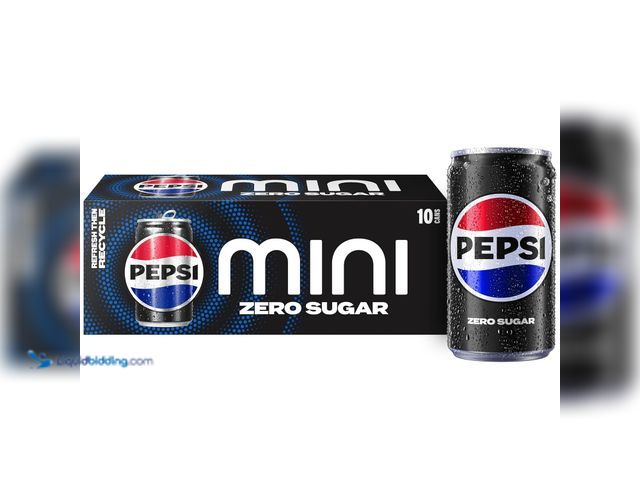 Lot 49-3564117 - Pepsi Zero Sugar Cola Soda Pop, 7.5 Ounce Mini Cans, (10 Pack) New