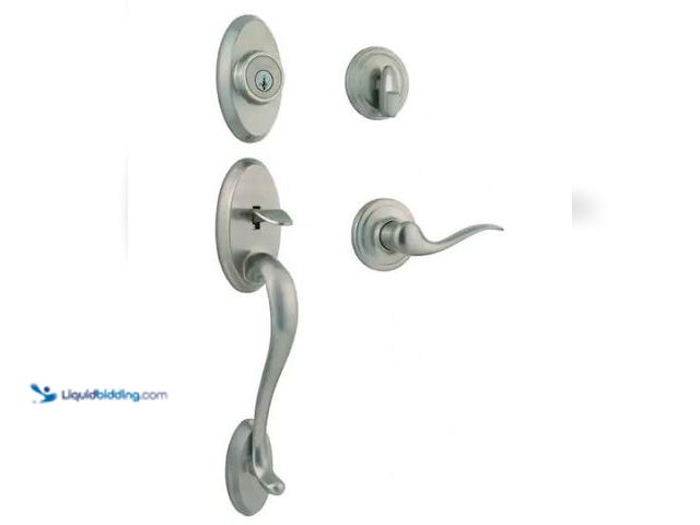 Lot 49-1573186 - Kwikset Shelburne Satin Nickel Single Cylinder Door Handleset with Tustin Door Handle Featuring Smar...
