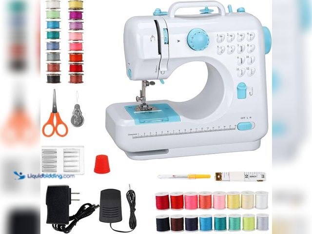 Lot 49-5487445 - Mini Sewing Machine for Beginners, Portable Electric Sewing Machine with Dual Speed, 12 Built-in Sti...