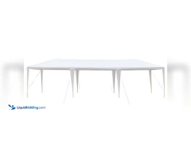 Lot 49-5416418 - Karl home 10 ft. x 30 ft. White Party Wedding Tent Canopy. [Model # 612589592960] Used