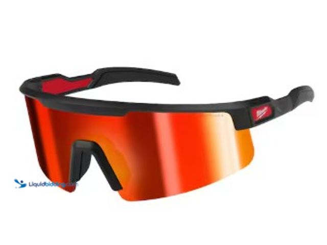 Lot 49-2025542 - Milwaukee Safety Glasses with Red Wrap Around Mirrored Anti-Scratch Lenses, Model # 48-73-2506, MSRP...