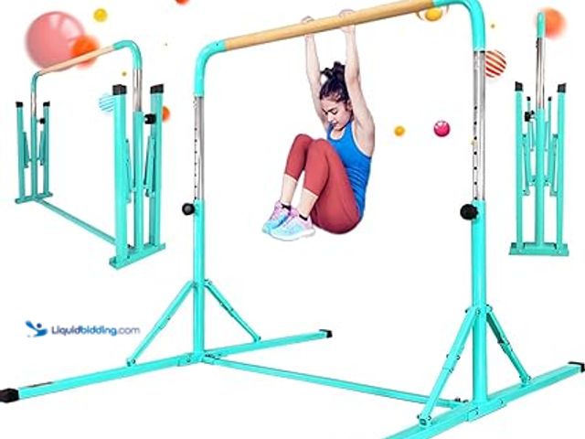 Lot 49-5483334 - PreGymnastic No Wobble Gymnastics Bar, 6ft Long Base Gymnastic bar for Kids, Super Easy Folding Gymn...