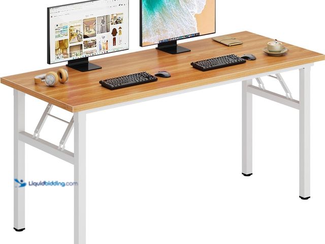 Lot 49-3564003 - DlandHome Large Computer Desk, Folding Desk, Decent and Steady Home Office Desk/Workstation/Table 54...