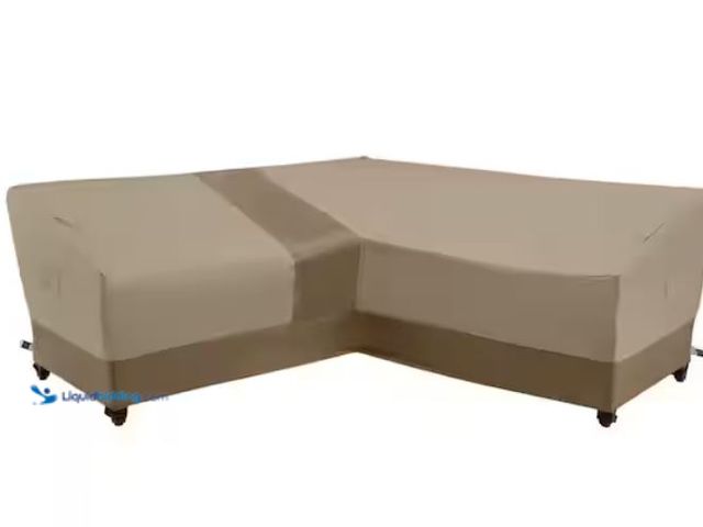 Lot 49-3614718 - Hampton Bay V-Shape Beige Patio Furniture Cover, Model # HB201204, Unused.  Ref#BIN0716
