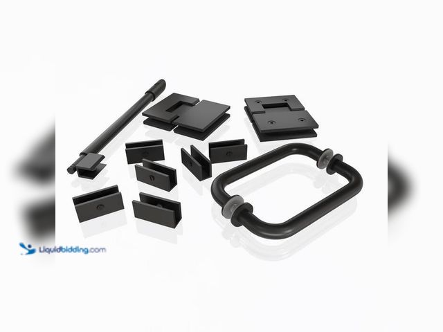 Lot 49-1548597 - Glass Warehouse 78 in. Glass Hinged Hardware Pack in Matte Black with Handle. Model # GW-GH-HP-MB. M...