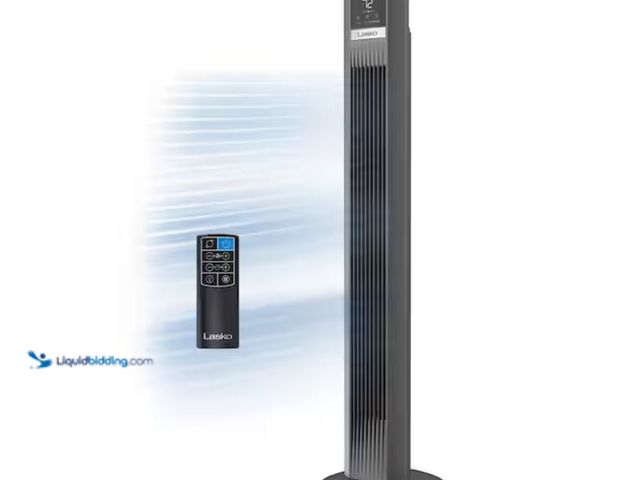 Lot 49-3614842 - Lasko 48 in. 12-Speed Oscillating Tower Fan in Gray, Quiet Operation, DC Motor, Remote Control and 1...
