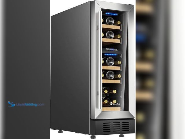 Lot 49-3466009 - KingChii 12Inch 16 Bottle Dual Zone Wine Cooler Refrigerator Professional Compressor, Stainless Stee...