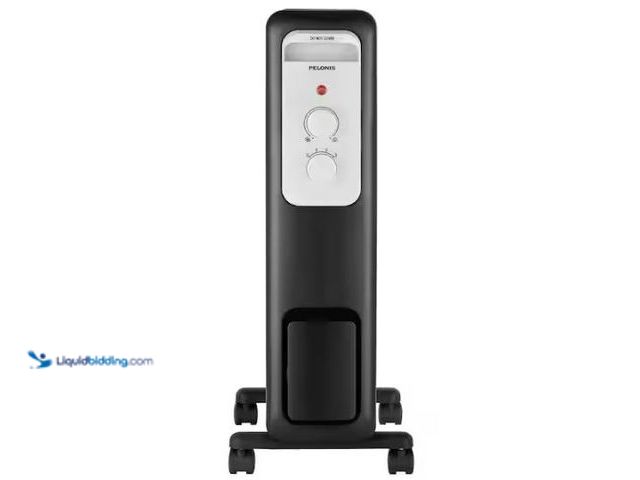 Lot 49-1565756 - Pelonis 1,500-Watt Oil-Filled Radiant Electric Space Heater with Thermostat, Model # HO-0279, Slight...