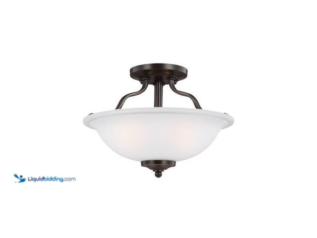 Lot 49-2024696 - Generation Lighting Emmons 13 in. 2-Light Bronze Traditional Transitional Semi-Flush Mount with Sati...