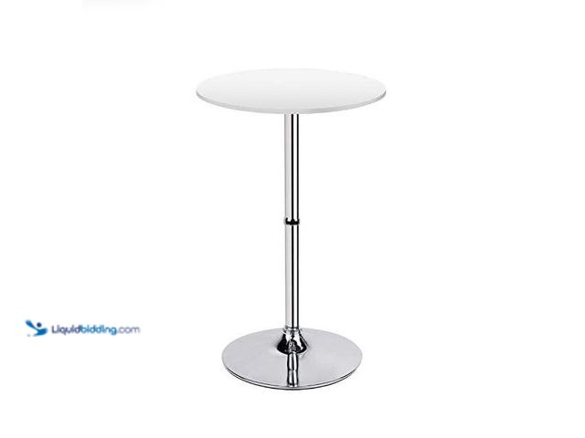 Lot 49-3564403 - Leopard MDF Round Top Not Adjustable (41 INCHES Height) Bar Table, Pub Table with Silver Leg and Bas...