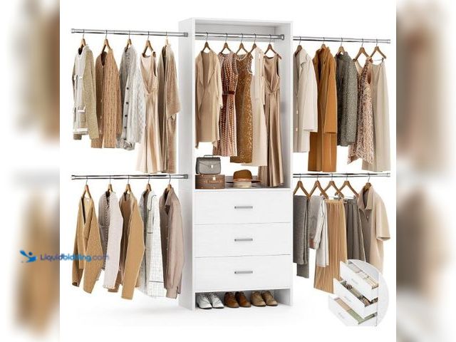 Lot 49-1558922 - Aheaplus Closet System, Closet Organizer with 3 Wooden Drawers, Closet Organizer System, Walk-in Clo...